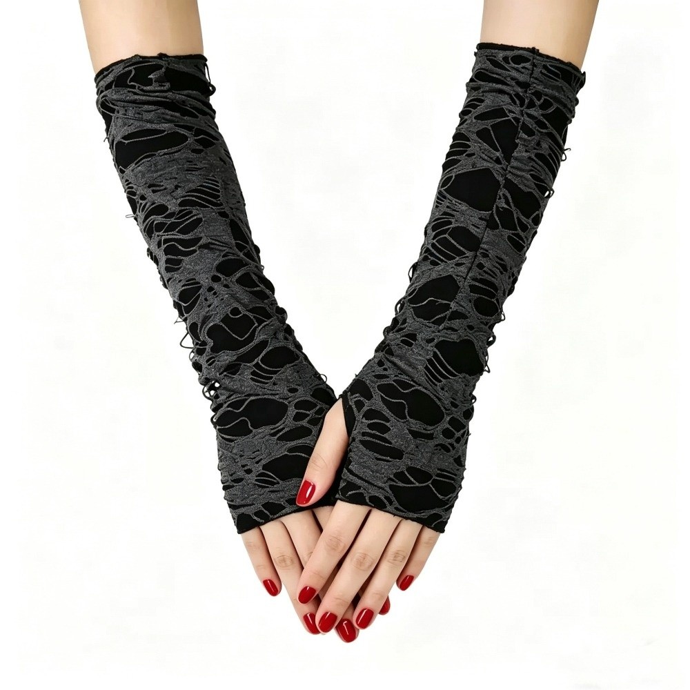 Vintage Long Punk Gloves Dark  - Fingerless Glove Knit avaliação e preço