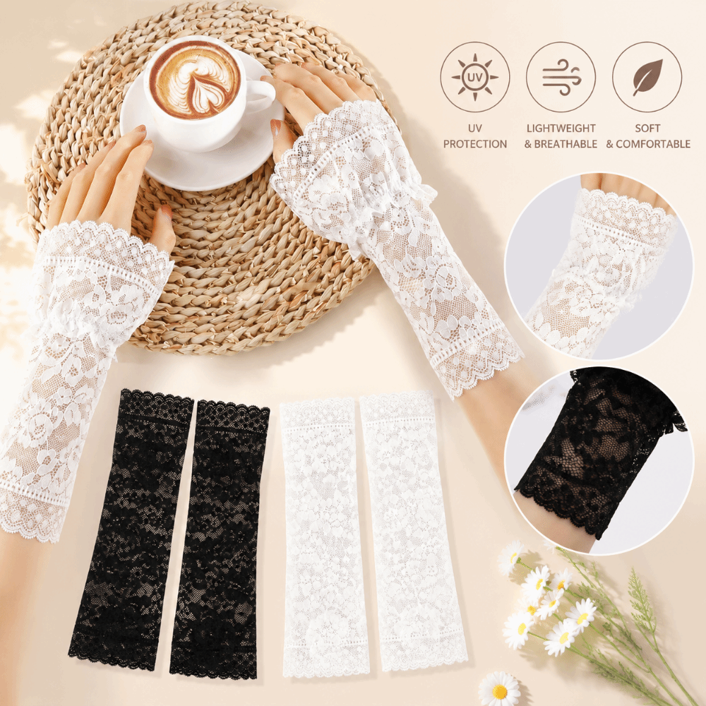 Lace Ruffles Pleated Detachabl - Fingerless Glove Knit avaliação e preço