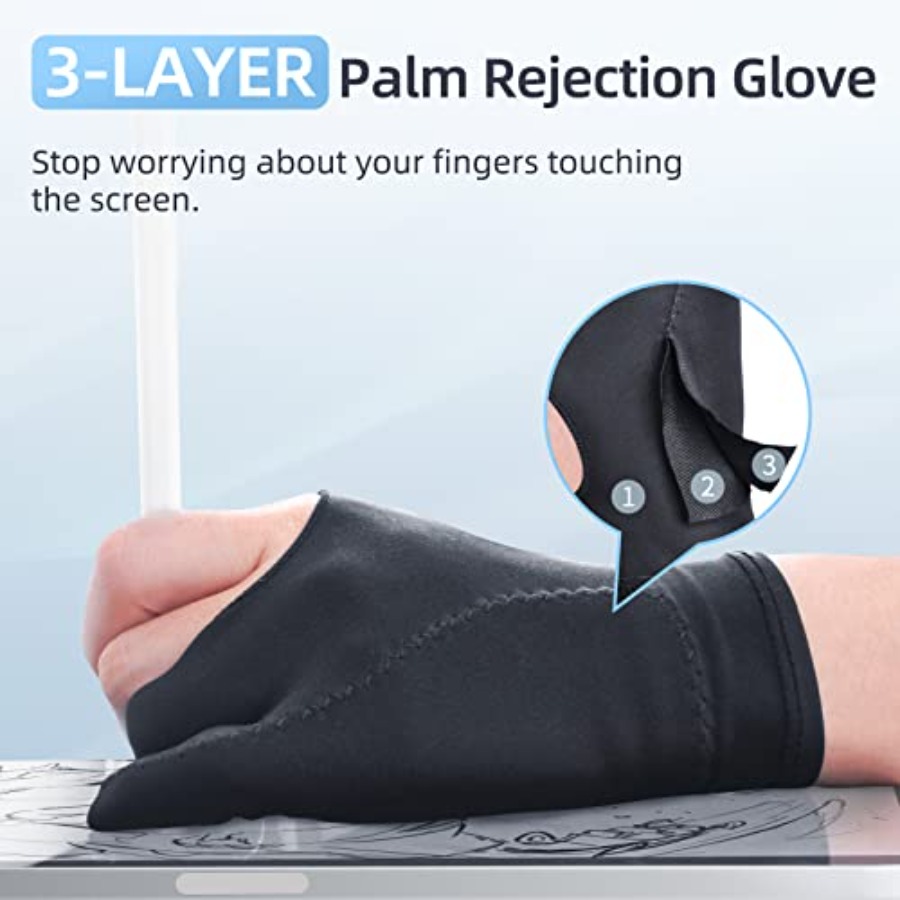 2-Pack Drawing Glove Palm Reje - Touchscreen Glove Capacitive avaliação e preço