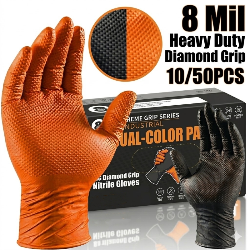 Heavy Duty Orange Nitrile Glov - Nitrile Mechanic Glove avaliação e preço