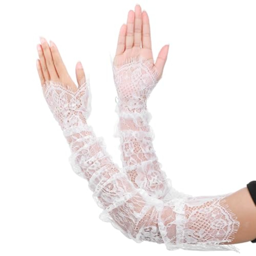 Long Sheer Lace Arm Sleeves Fo - Fingerless Glove Knit avaliação e preço