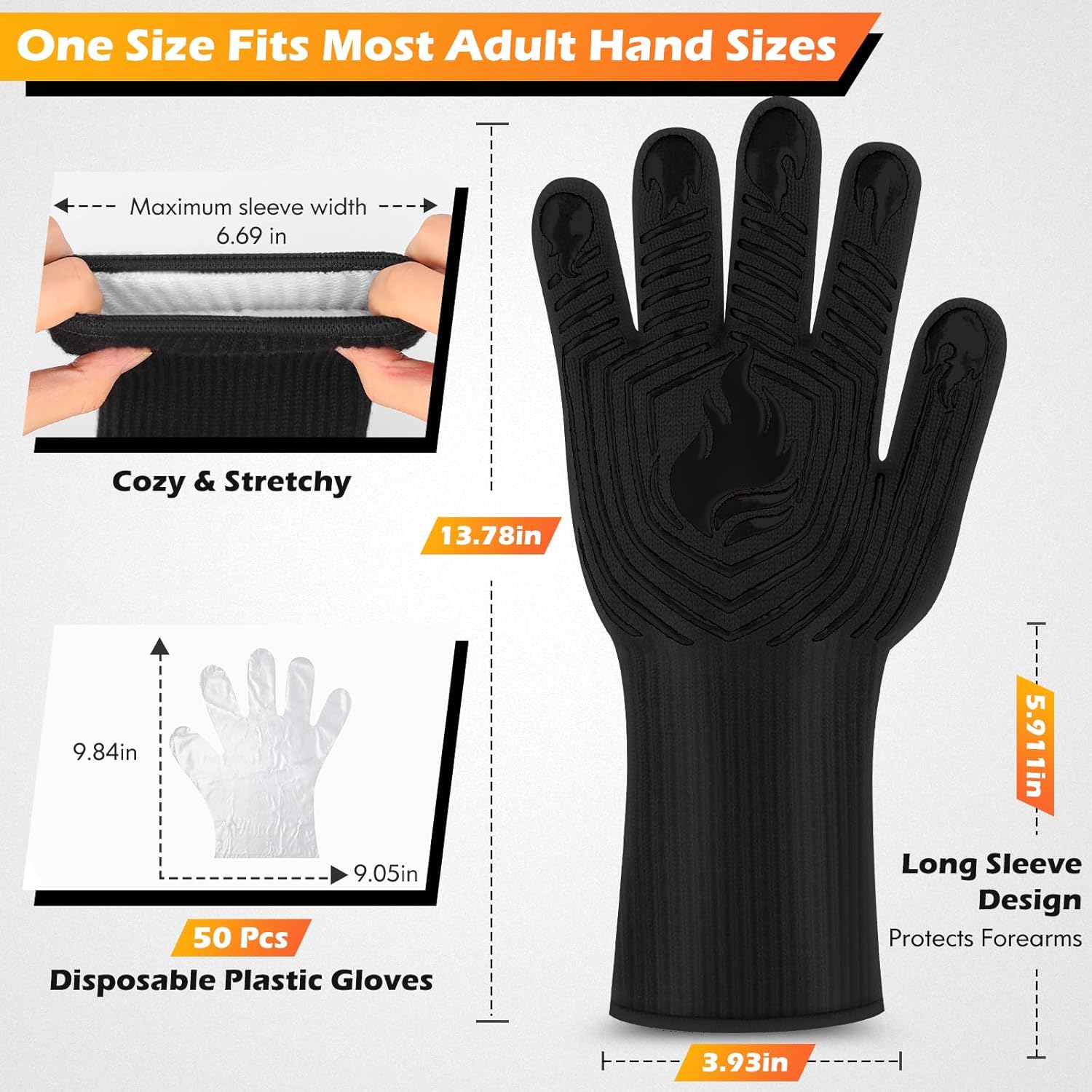1472°F Heat Resistant BBQ Glov - Oven Mitt Silicone avaliação e preço