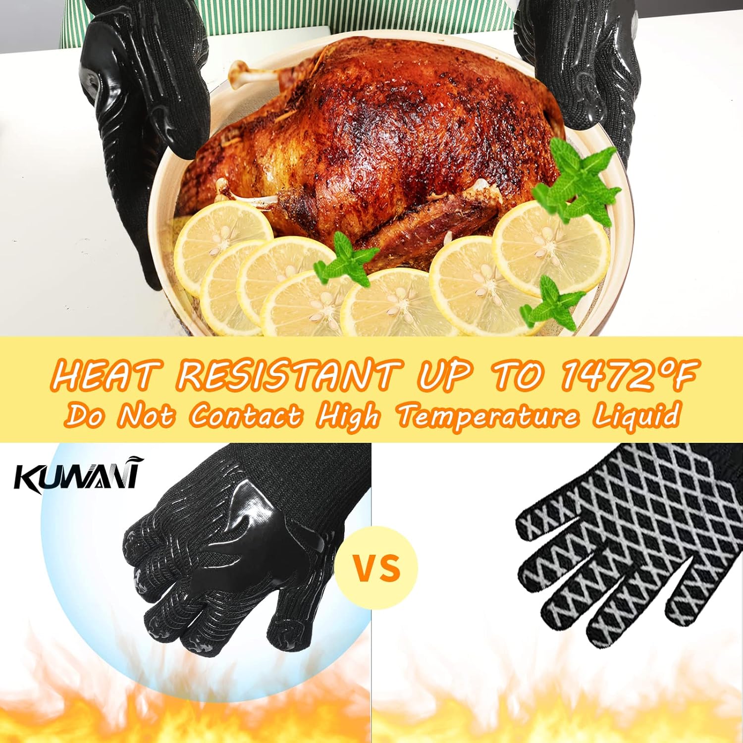 1472°F Heat Resistant BBQ Glov - Oven Mitt Silicone avaliação e preço