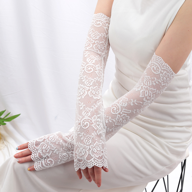 Women Long Lace Gloves Fishnet - Fingerless Glove Knit avaliação e preço