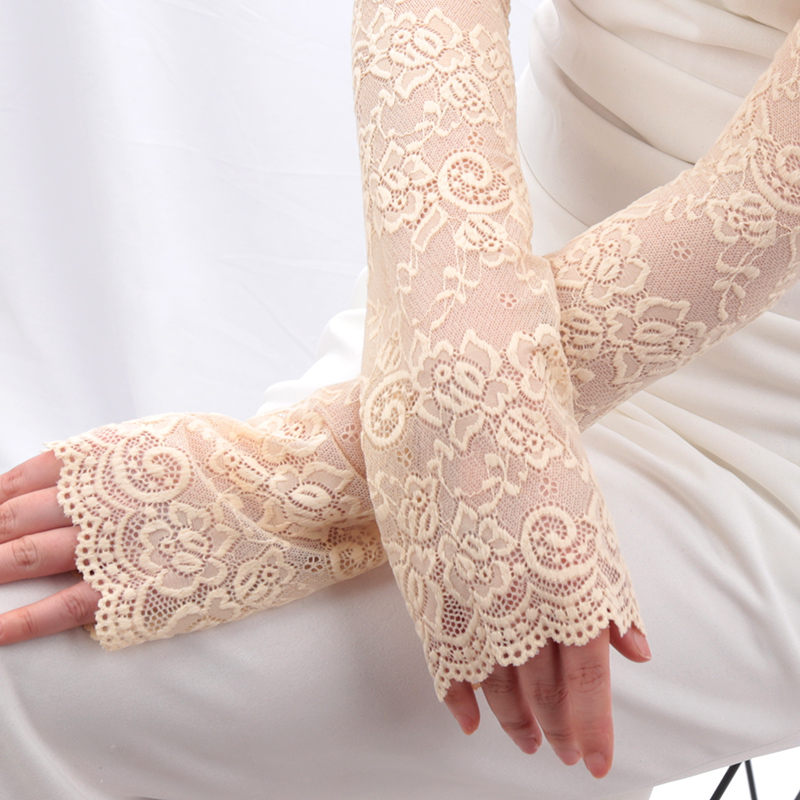 Women Long Lace Gloves Fishnet - Fingerless Glove Knit avaliação e preço