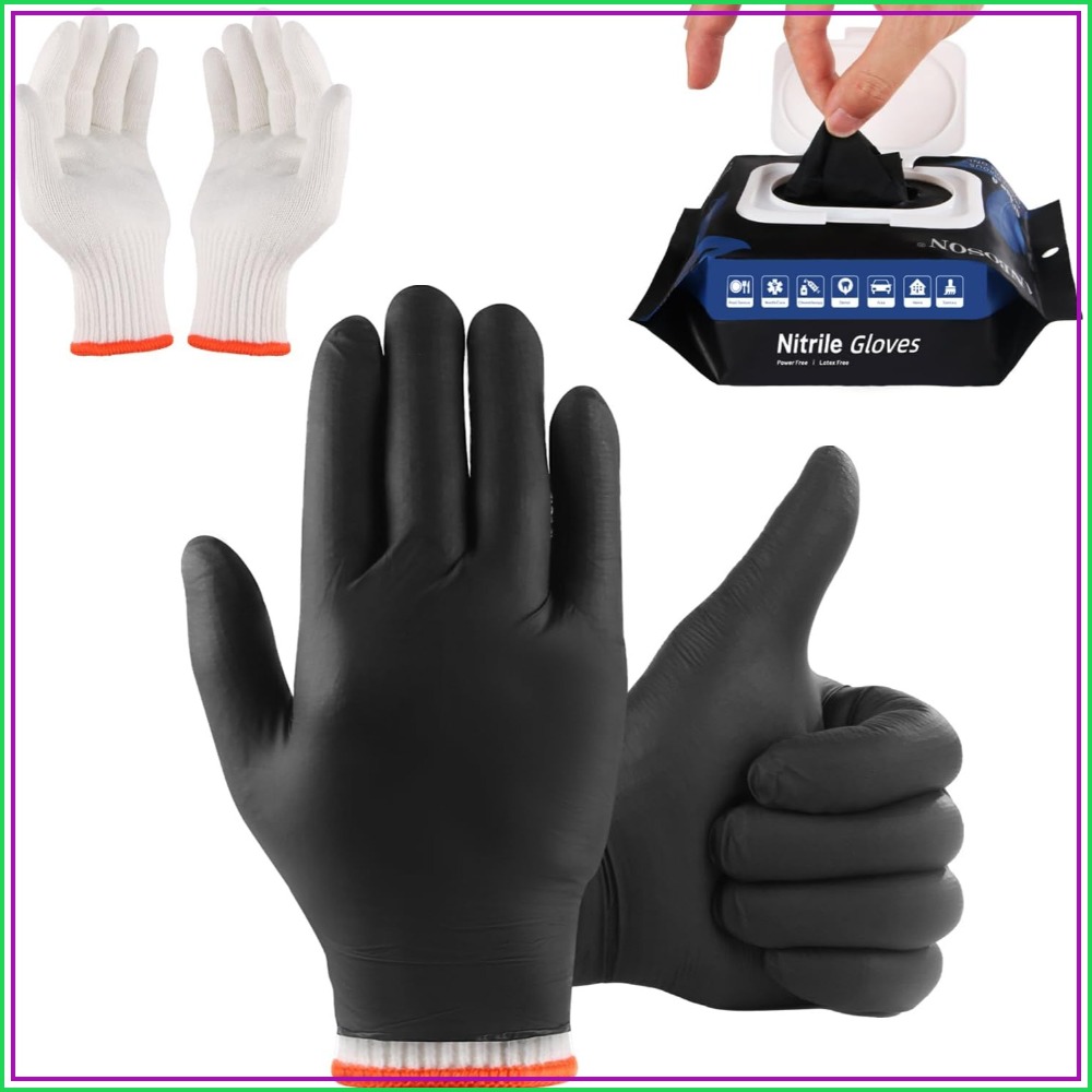50 Disposable Nitrile Gloves + - Heat Resistant Glove avaliação e preço