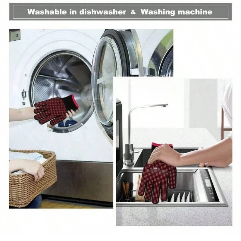 1 Pair Non-Slip Silicone BBQ G - Oven Mitt Silicone avaliação e preço
