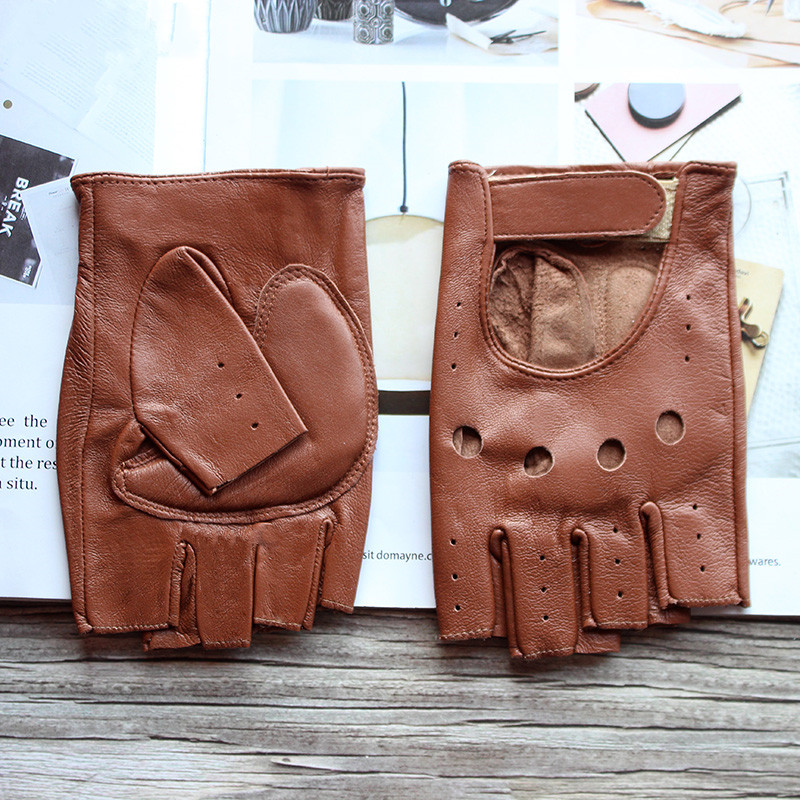 New Women's Sheepskin Half Fin - Leather Driving Glove avaliação e preço