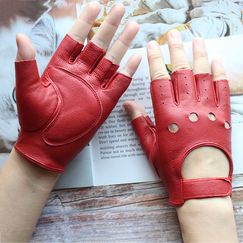 New Women's Sheepskin Half Fin - Leather Driving Glove avaliação e preço