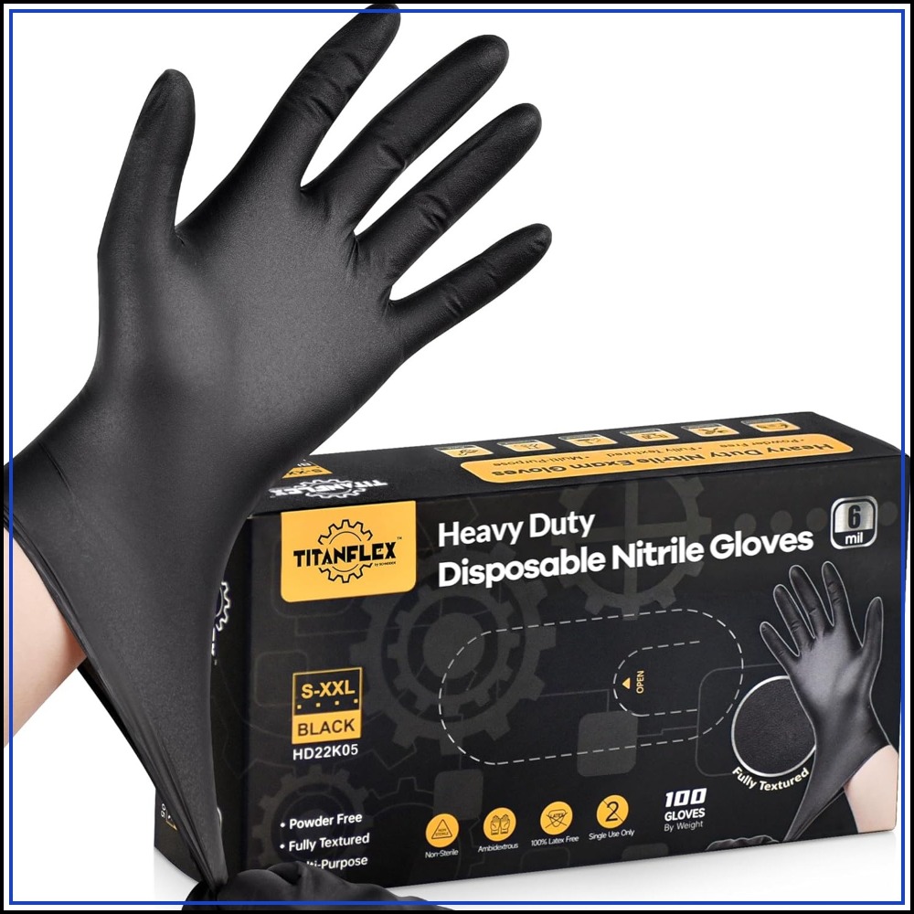 Heavy Duty Black Nitrile Glove - Nitrile Mechanic Glove avaliação e preço
