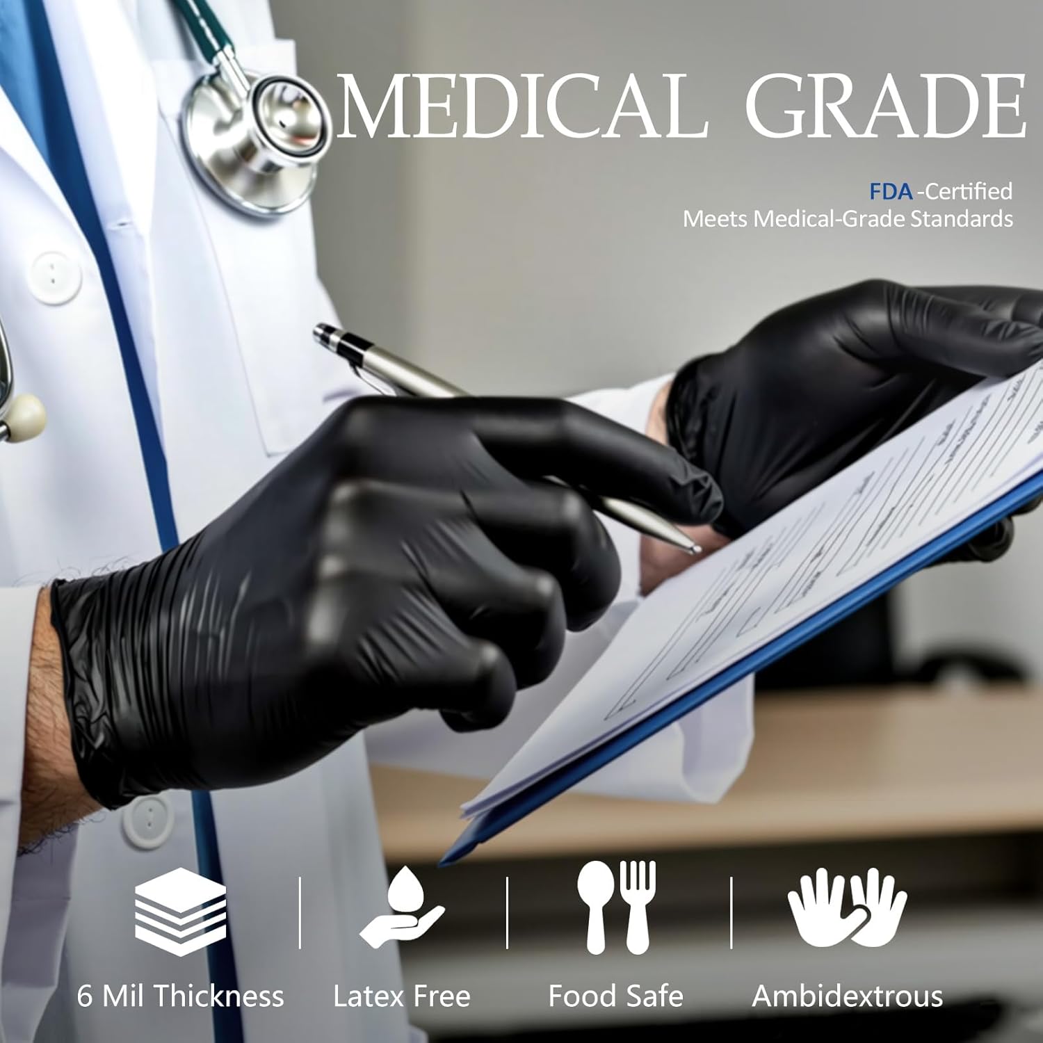 Black Disposable Nitrile Glove - Exam Glove Nitrile avaliação e preço