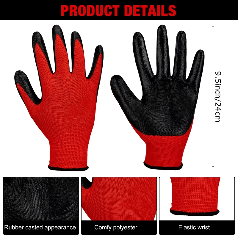 4/20PCS Nitrile Coated Safety  - Nitrile Mechanic Glove avaliação e preço