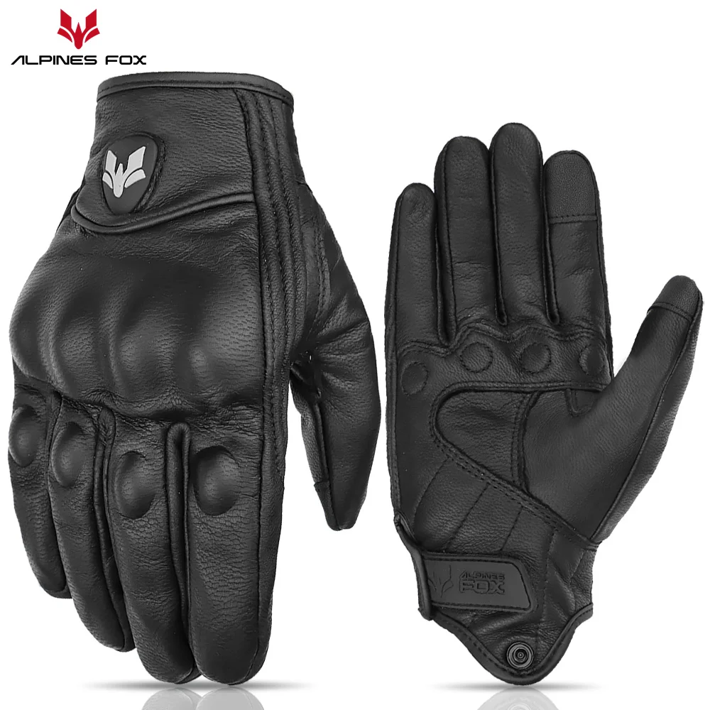 Unisex Vintage Leather Motorcy - Motorcycle Glove Knuckle avaliação e preço