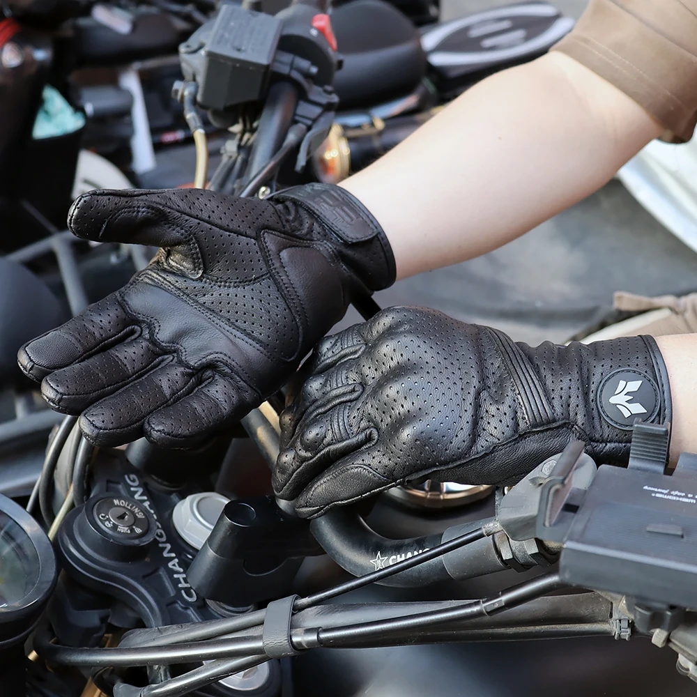 Unisex Vintage Leather Motorcy - Motorcycle Glove Knuckle avaliação e preço