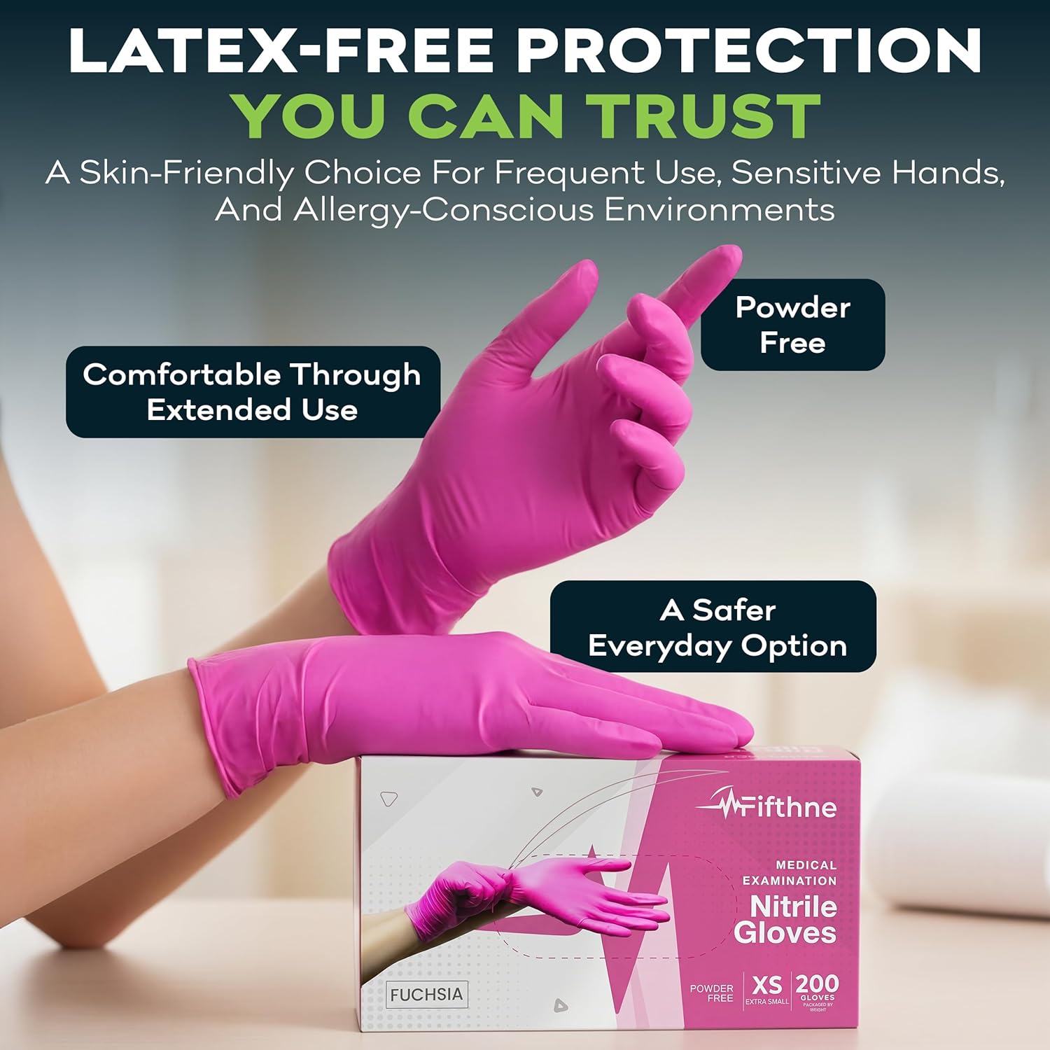 Fuchsia Hot Pink Nitrile Dispo - Exam Glove Nitrile avaliação e preço