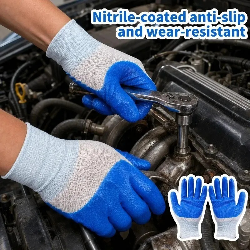 Blue Latex Rubber Nitrile Work - Nitrile Mechanic Glove avaliação e preço