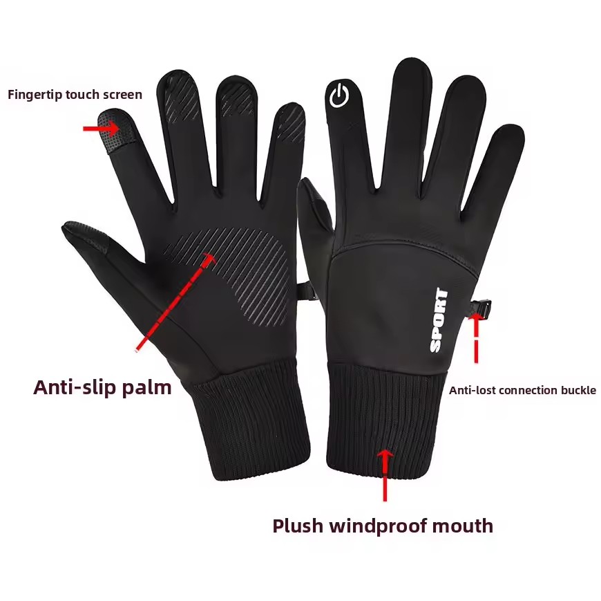Black Winter Warm Full Fingers - Ski Glove Waterproof avaliação e preço