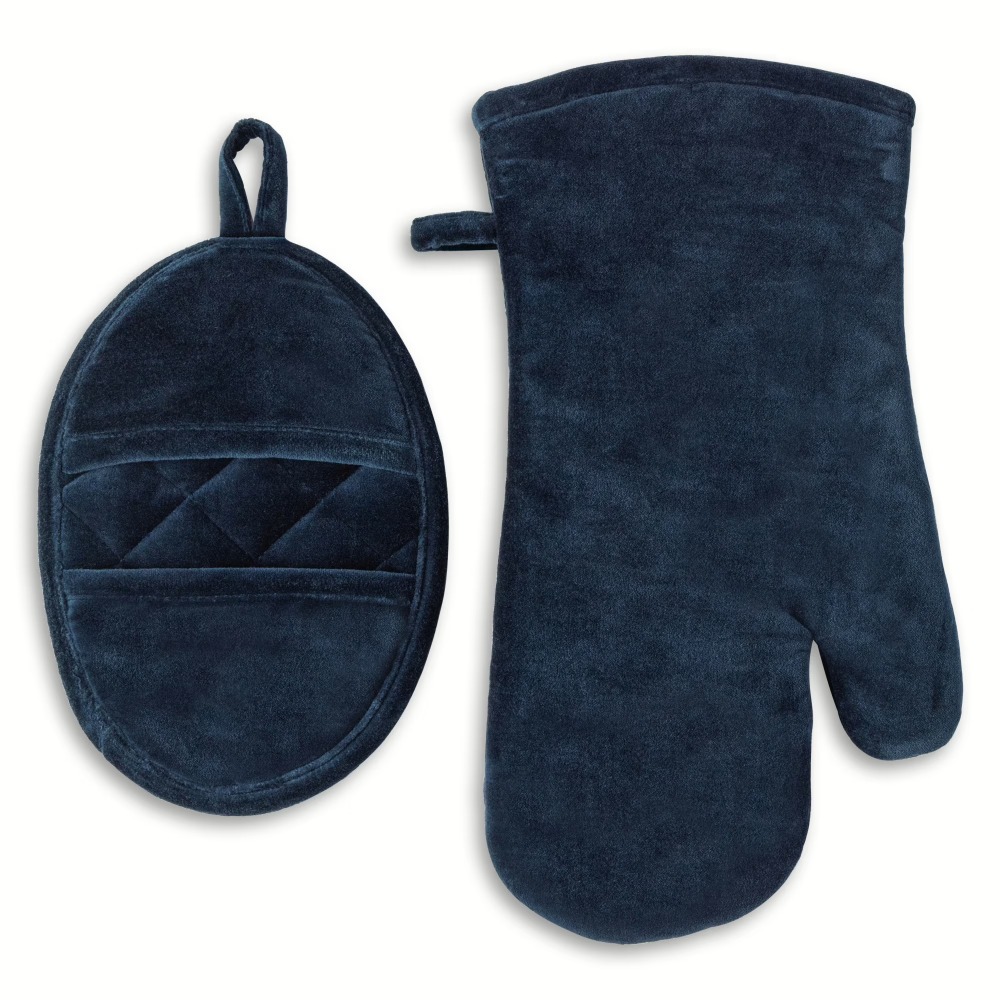 Velvet Blue 2-Piece Kitchen Ov - Heat Resistant Glove avaliação e preço