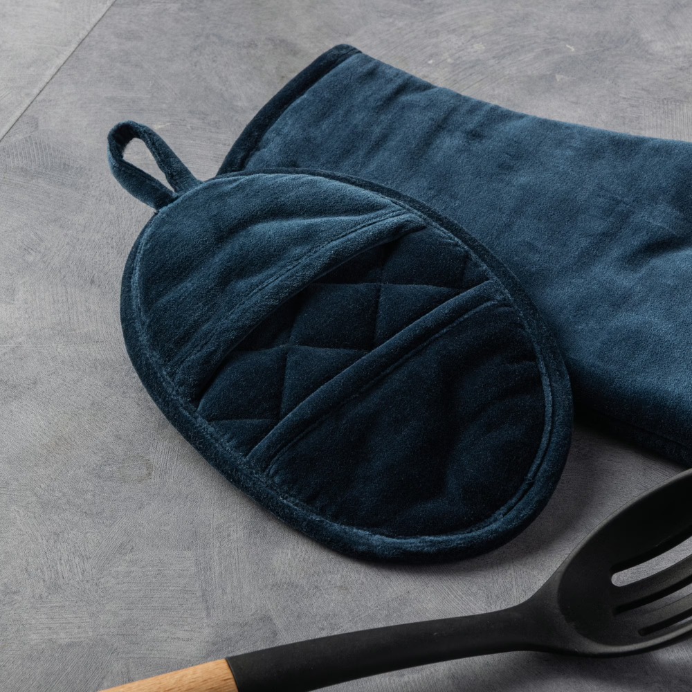 Velvet Blue 2-Piece Kitchen Ov - Heat Resistant Glove avaliação e preço