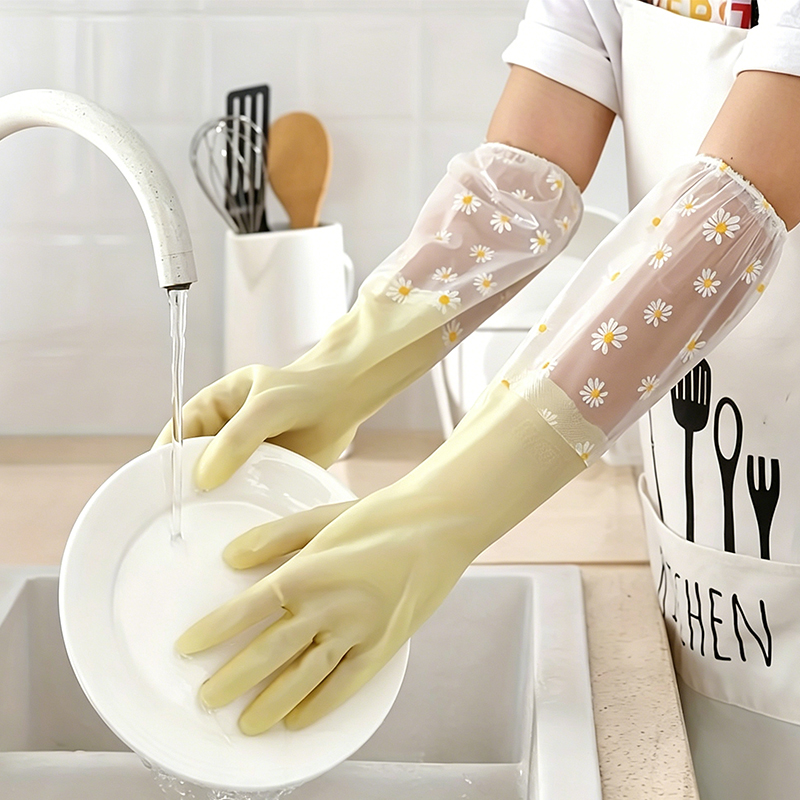 A Pair of New Long-Sleeved Rub - Dish Glove Rubber avaliação e preço