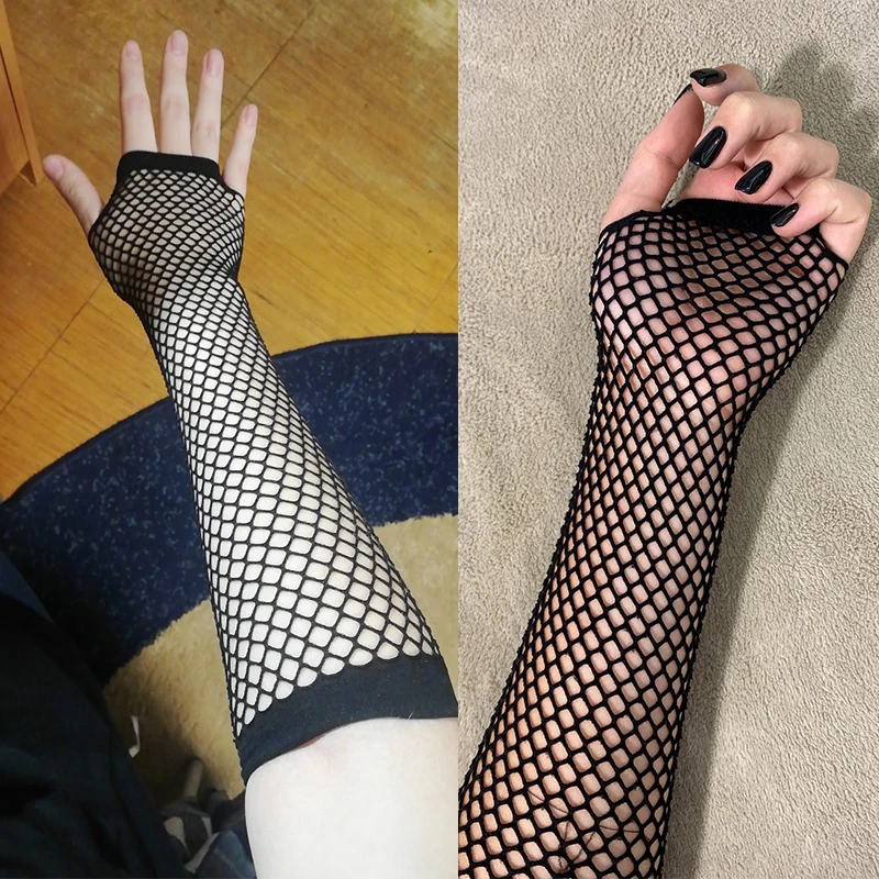 Women Fashion Neon Fishnet Fin - Fingerless Glove Knit avaliação e preço