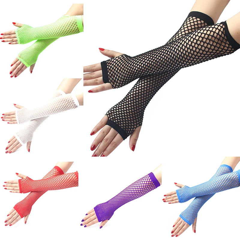 Women Fashion Neon Fishnet Fin - Fingerless Glove Knit avaliação e preço