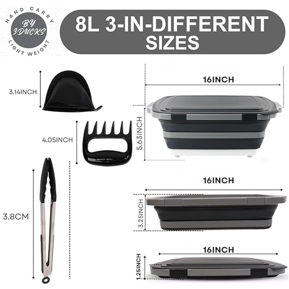 Portable 8L BBQ Prep Tub with  - Heat Resistant Glove avaliação e preço